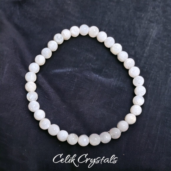 Moonstone Bracelet Rare Natural Stones 6mm Healing Bracelet Unisex - Picture 2 of 6